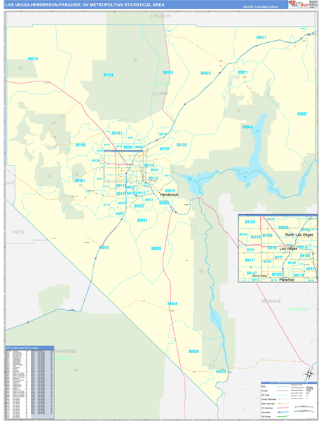 Las Vegas-Henderson-Paradise Metro Area Map Book Basic Style
